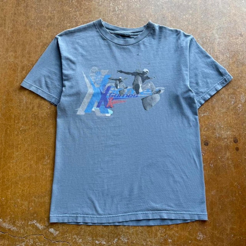 VTG 90s Y2K X-Games Skater Skating Competition Surf T-Shirt Blue M